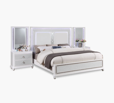 Anastasia King Wall Panel Bed with 2 Drawer Nightstand