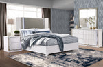 Broadway White 5 Piece King Upholstered Platform Bedroom