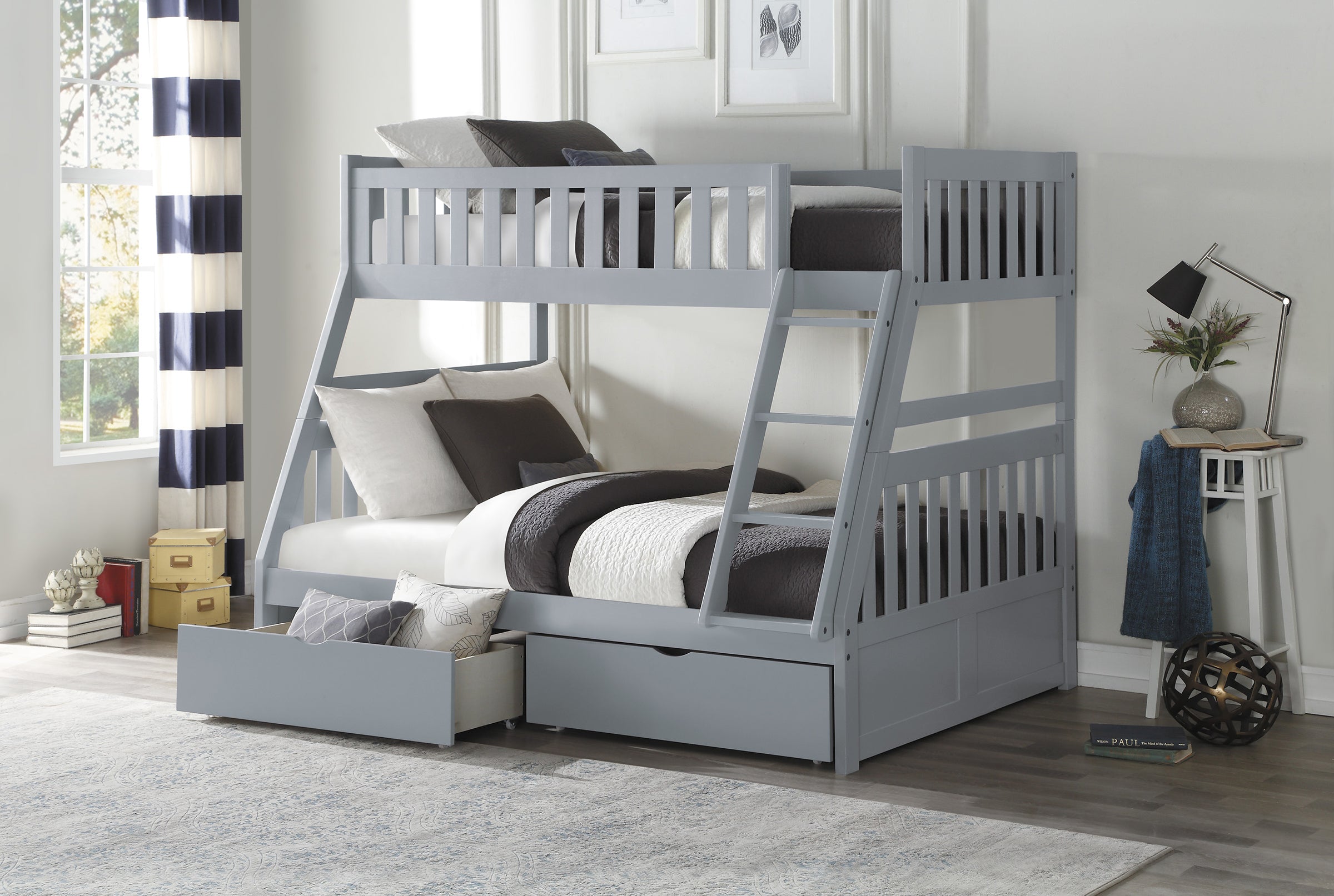 Grey bunk beds on sale twin over full