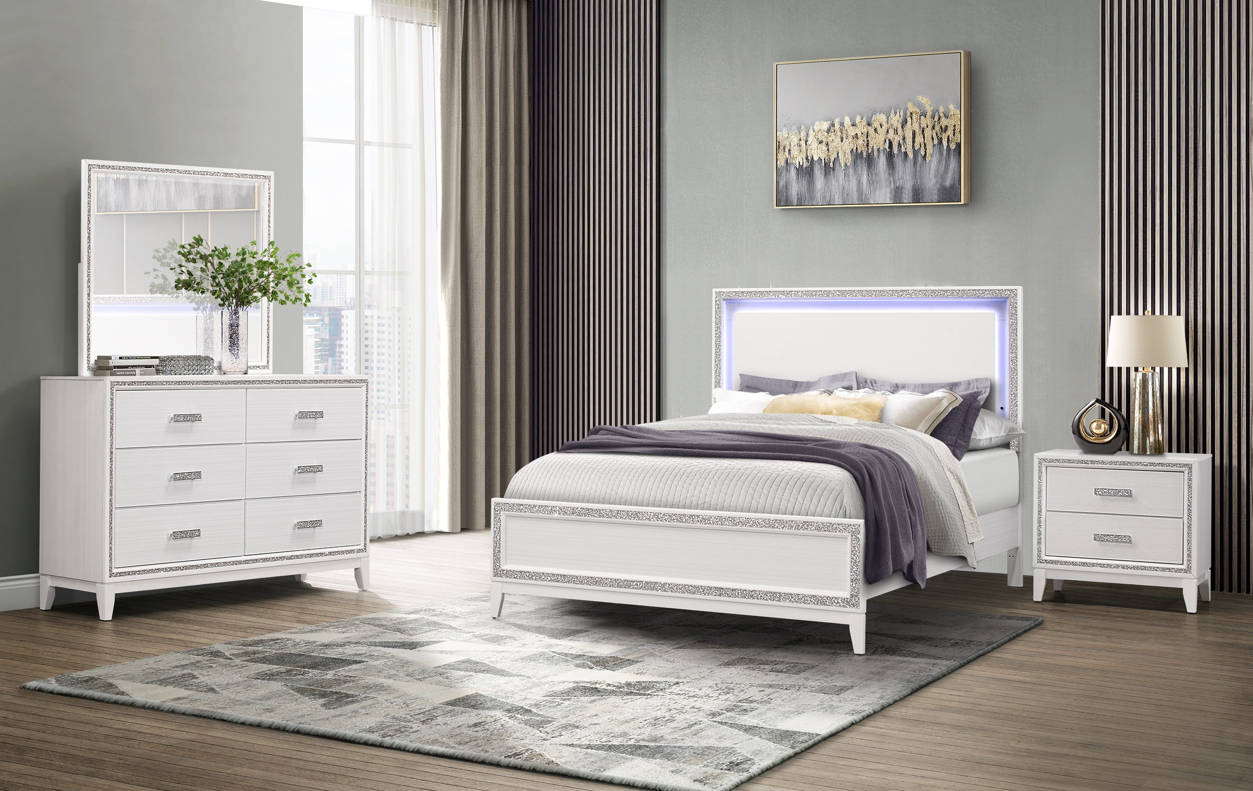 Lily White 5 Piece Queen Panel Bedroom – Kane's Furniture