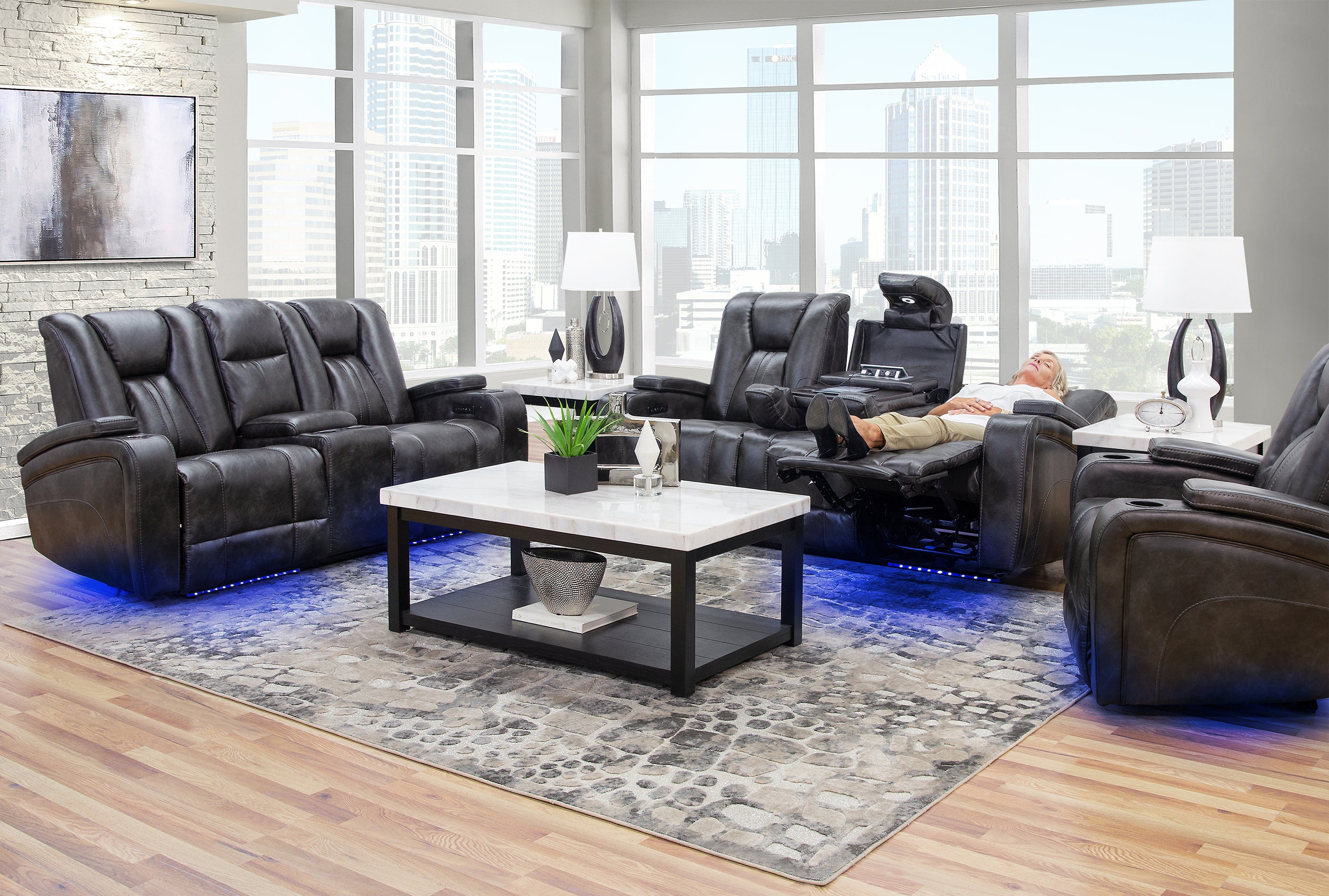 Phantom Steel II 5 Piece Zero Gravity Dual Power Living Room Kane s Furniture