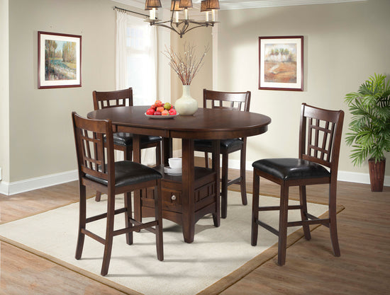 Saxton Pub Cherry 5 Piece Round/Oval Counter Height Set – Kane's Furniture