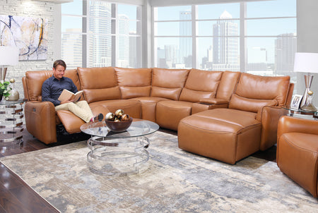 Senna Camel 6 Piece Leather Zero Gravity Dual Power Reclining Sectional