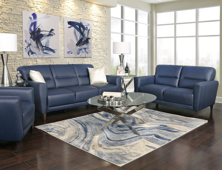 Jasper Blue 3 Piece Leather Living Room